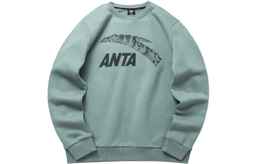 Anta Lifestyle Collection Sports Lifestyle Collection Fleece Lined, Large Logo Print Crew Neck Pullover Sweatshirt