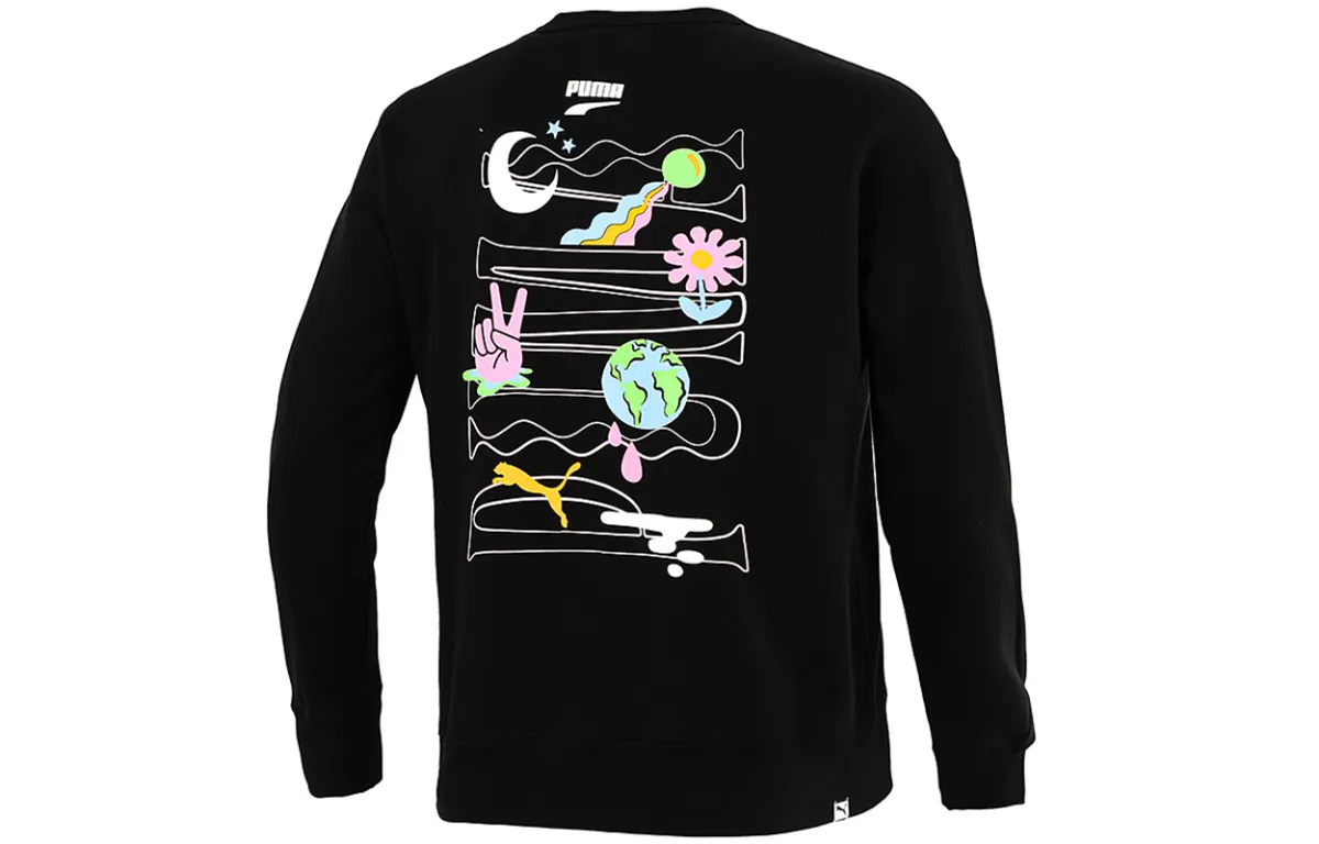 PUMA Sweatshirts Men's Black Crew Neck Moderate Regular