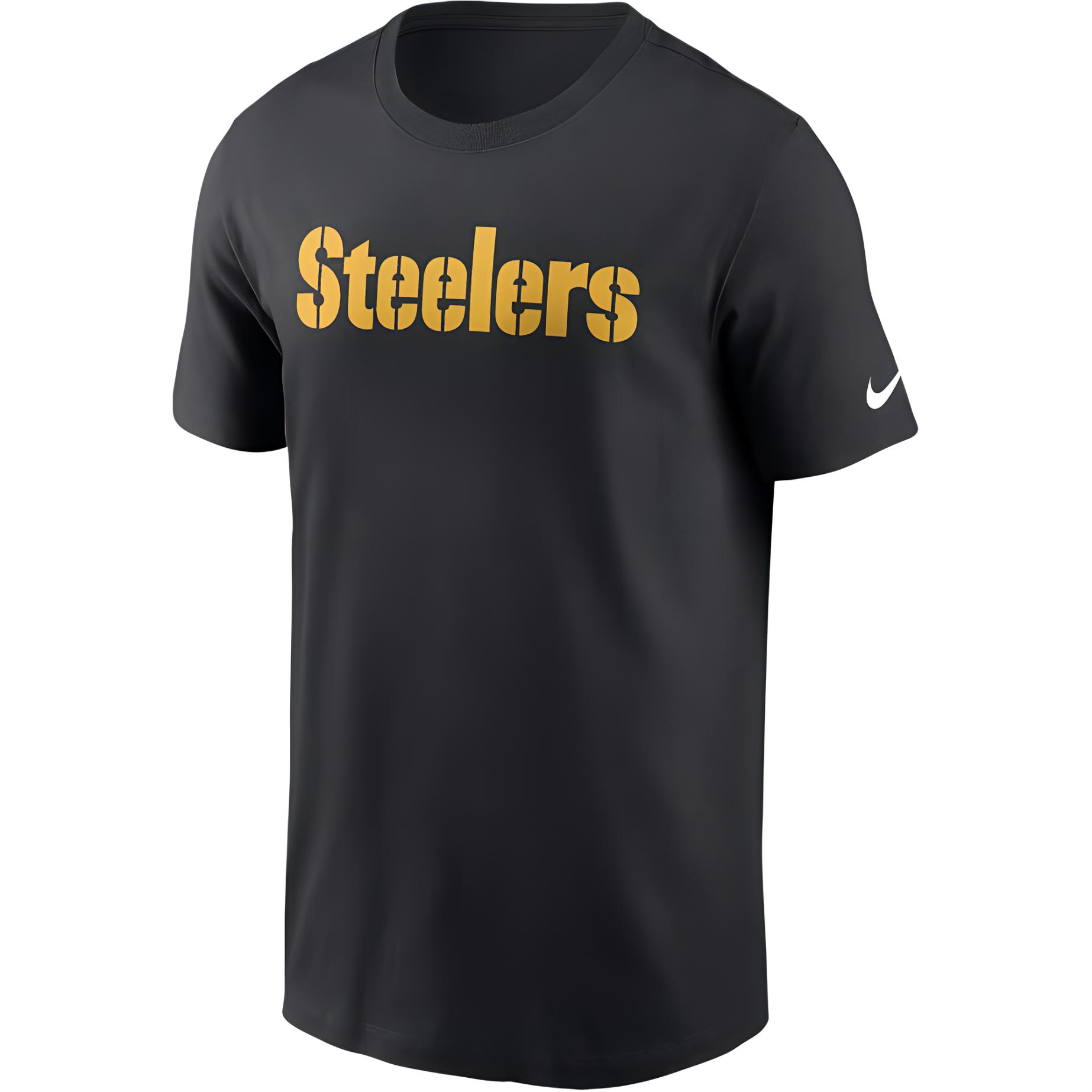 Nike Pittsburgh Steelers Prime Time Word Mark Essential Short Sleeve T-Shirt Men's Black
