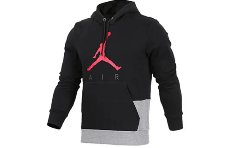 Jordan Air Sweatshirts Men's Black Hooded Moderate Straight Fit