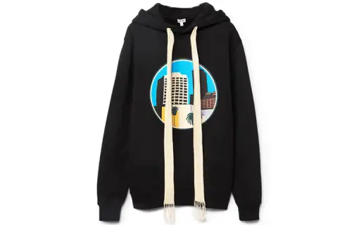 LOEWE Sweatshirts Men's Black Hooded Moderate Regular
