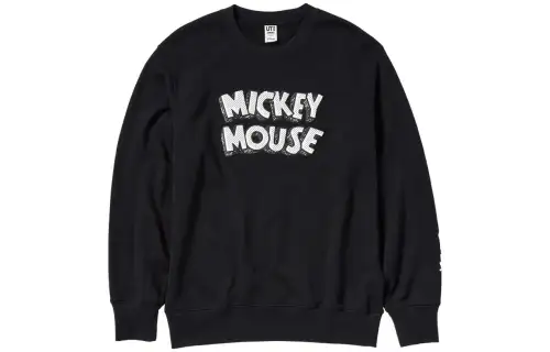 UNIQLO Sweatshirts Unisex Black Crew Neck Moderate Regular