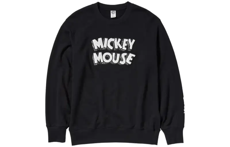 UNIQLO Sweatshirts Unisex Black Crew Neck Moderate Regular