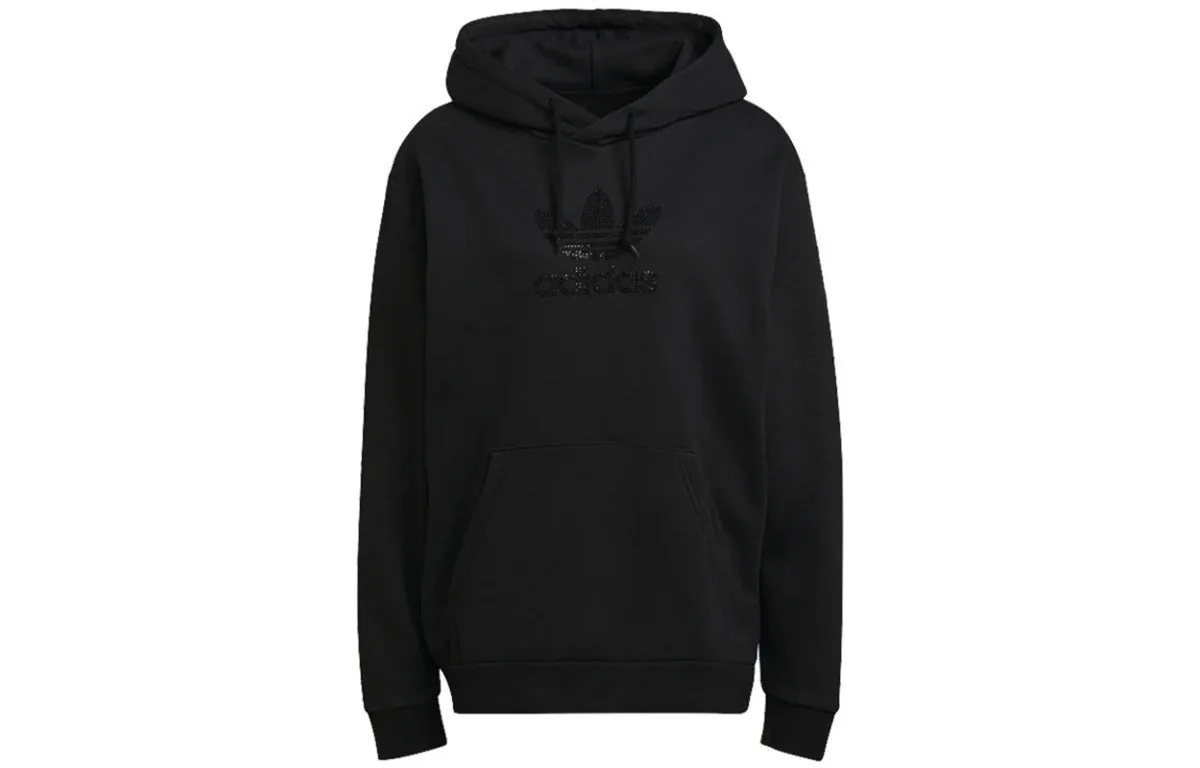 Adidas Originals Sweatshirts Men's Black Hooded Moderate Straight Fit