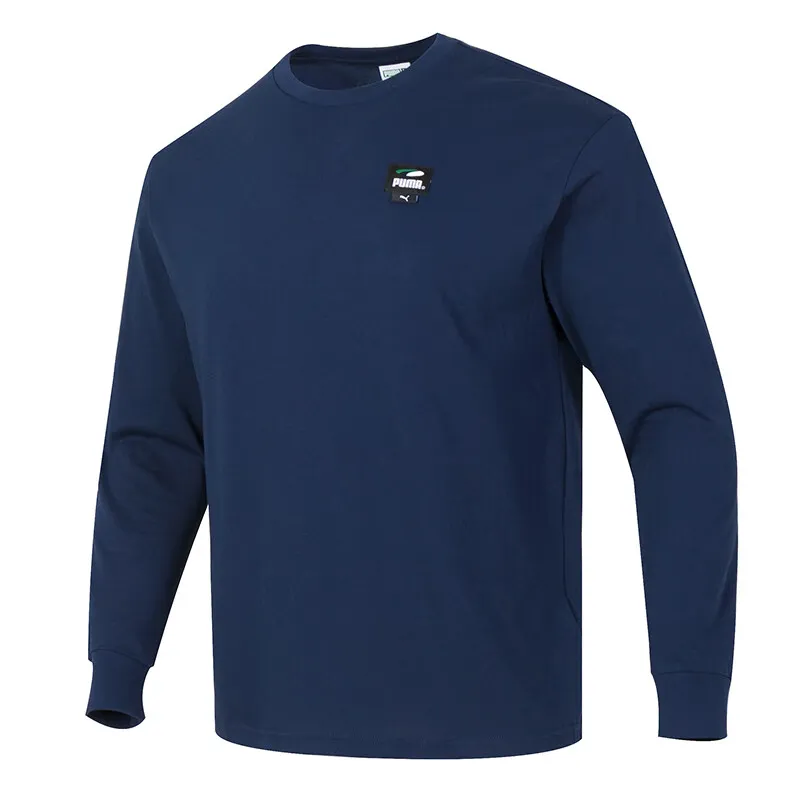 PUMA T-Shirts Men's Blue Crew Neck Moderate Straight Fit