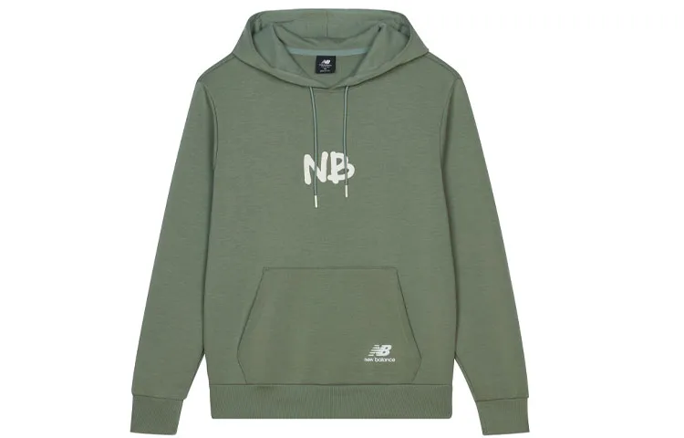 New Balance Sweatshirts Men's Green Hooded Moderate Straight Fit