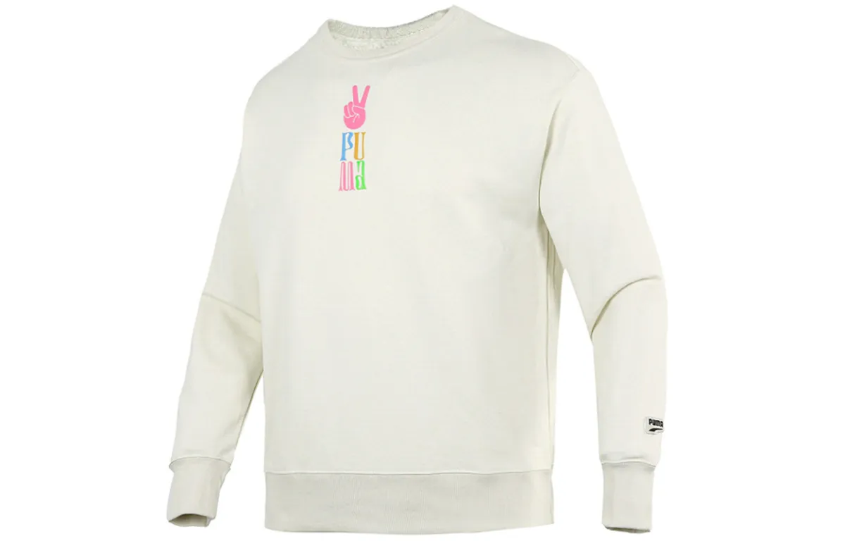 PUMA Sweatshirts Men's Ivory Crew Neck Moderate Regular