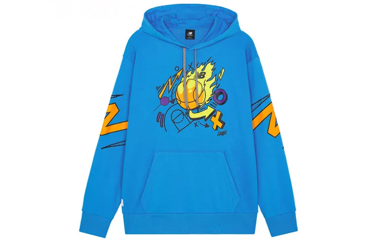 New Balance Sweatshirts Men's Blue Hooded Moderate Straight Fit