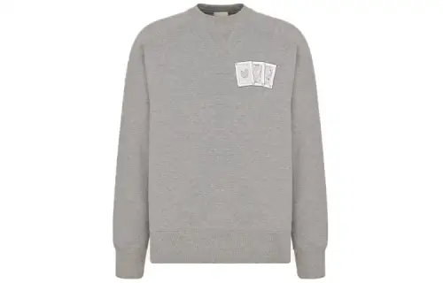 DIOR x KENNY SCHARF FW21 Cotton Fleece Fabric Sweatshirt Men's Gray