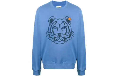 KENZO Sweatshirts Men's Blue Crew Neck Moderate Heavyweight