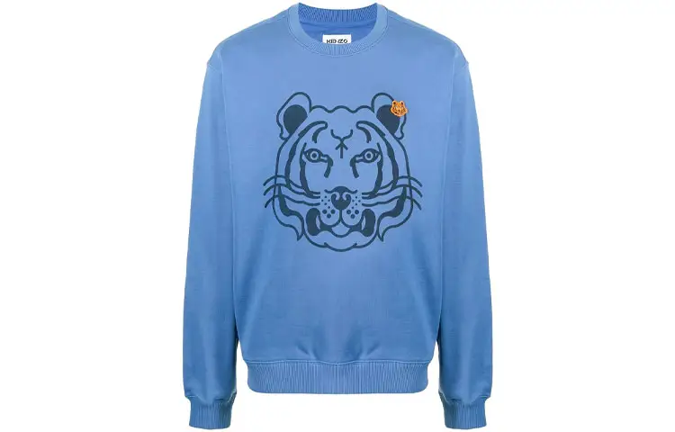 KENZO Sweatshirts Men's Blue Crew Neck Moderate Heavyweight