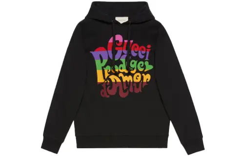 GUCCI Sweatshirts Men's Black Hooded Moderate Regular
