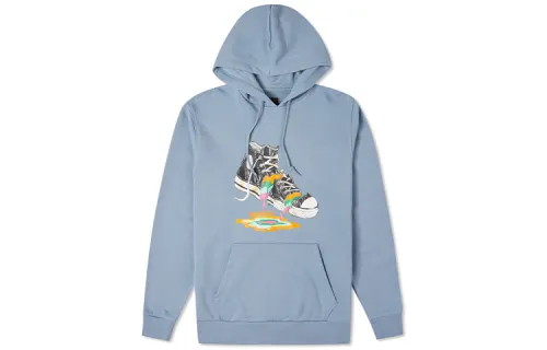 Converse Shoes Print Thickened And Fleece Lined Pullover Sweatshirt Unisex Vintage Blue