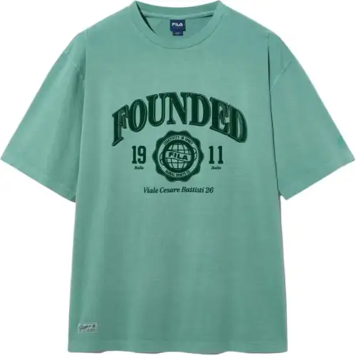 FILA T Shirts Unisex Green Crew Neck