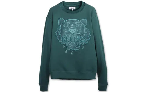 KENZO Sweatshirts Men's Green Crew Neck Moderate Heavyweight