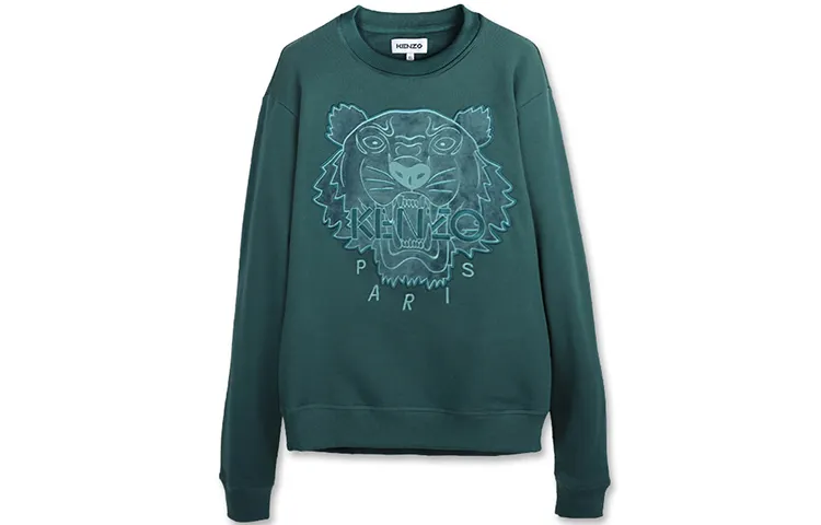 KENZO Sweatshirts Men's Green Crew Neck Moderate Heavyweight