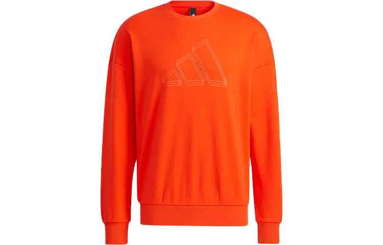 Adidas Sweatshirts Men's Orange Red Crew Neck Moderate Regular