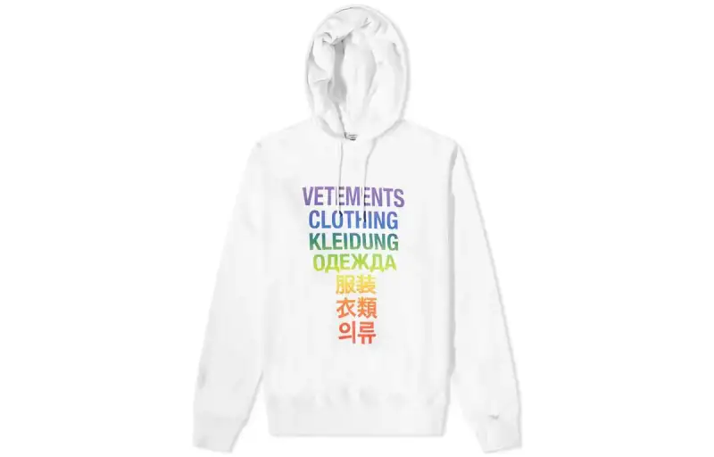 Vetements Sweatshirts Men's White Hooded Moderate Regular
