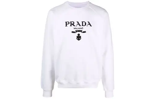 PRADA Sweatshirts Unisex White Crew Neck Moderate Regular
