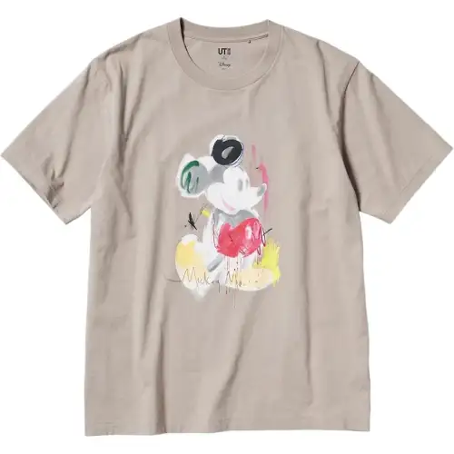 UNIQLO UT T Shirts Men's Beige Crew Neck Moderate
