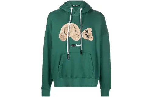 PALM ANGELS Bear Print Sprayed Logo Hoodie