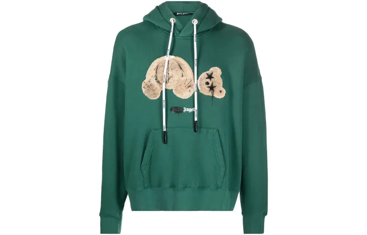 PALM ANGELS Bear Print Sprayed Logo Hoodie