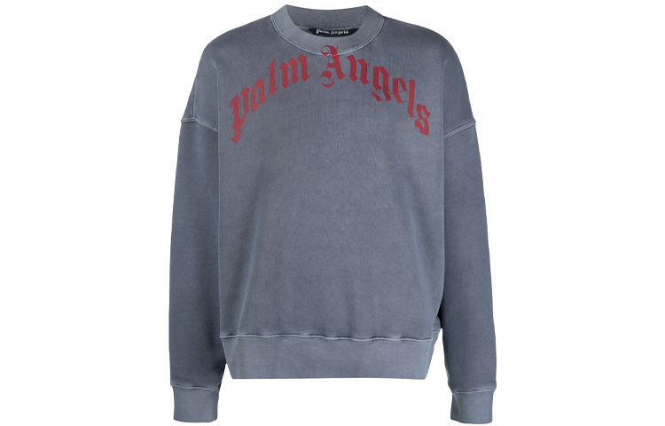 PALM ANGELS Vintage Wash Curved Logo Crewneck