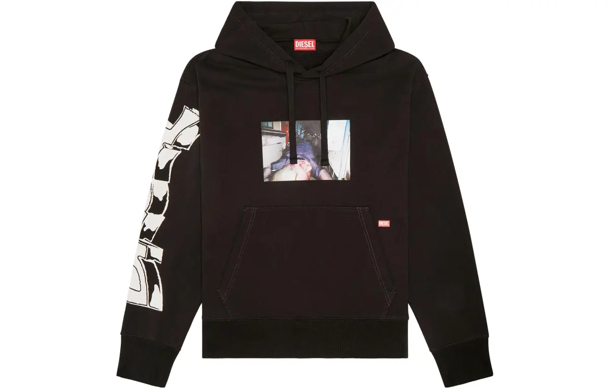 DIESEL Sweatshirts Men's Black Hooded Moderate Straight Fit