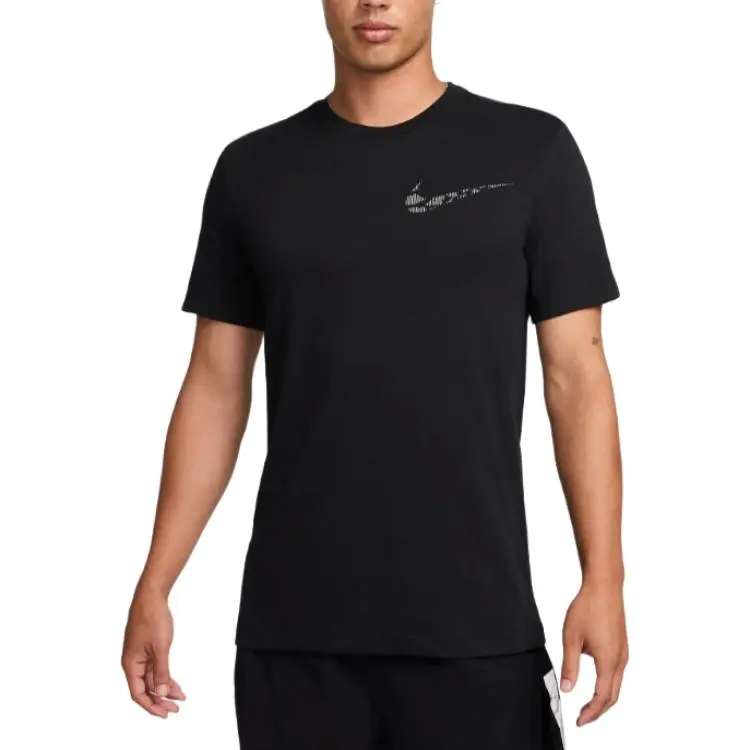 Nike T-Shirts Men's Black Crew Neck Moderate Straight Fit