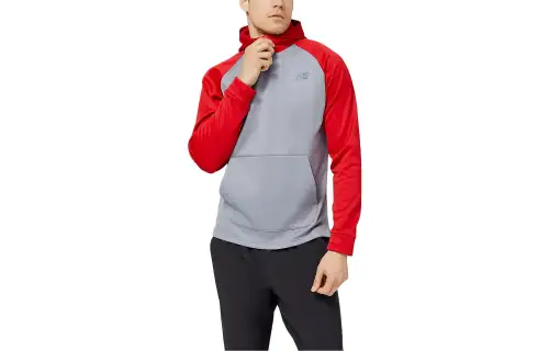 New Balance Sweatshirts Men's Gray Red Hooded Moderate Mock Two Piece