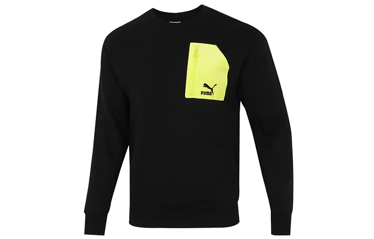 PUMA Sweatshirts Men's Black Crew Neck Moderate Regular
