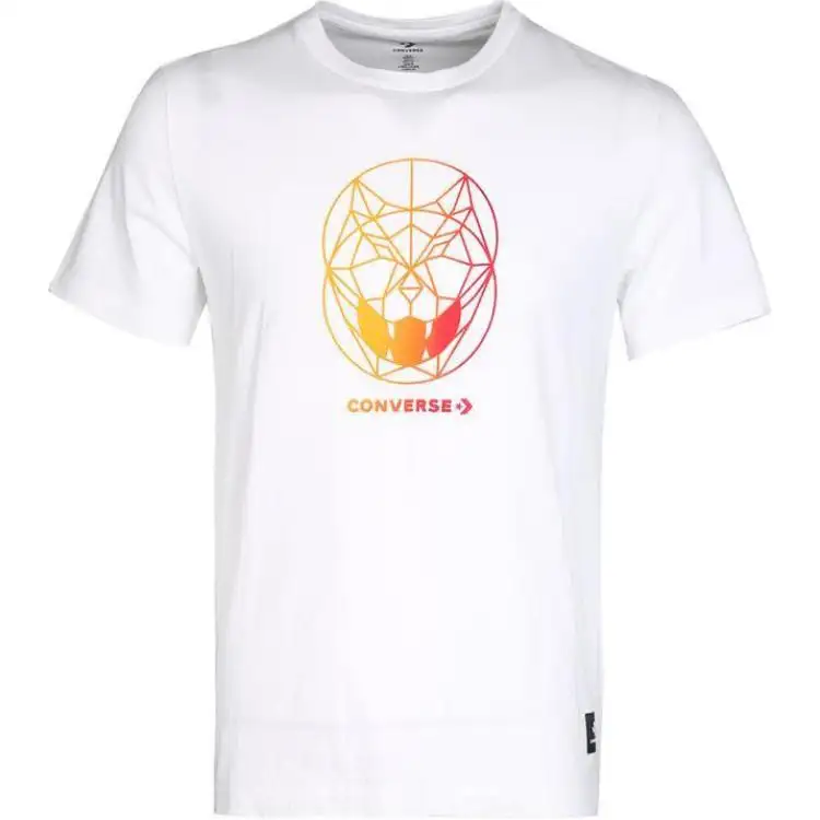 Converse T Shirts Men's White Crew Neck Moderate Straight Fit