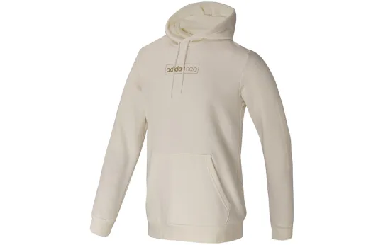 Adidas Neo M Fav Dec Hdy Logo Printed Sport Fleece Hoodie Sweatshirt Men's Jade White