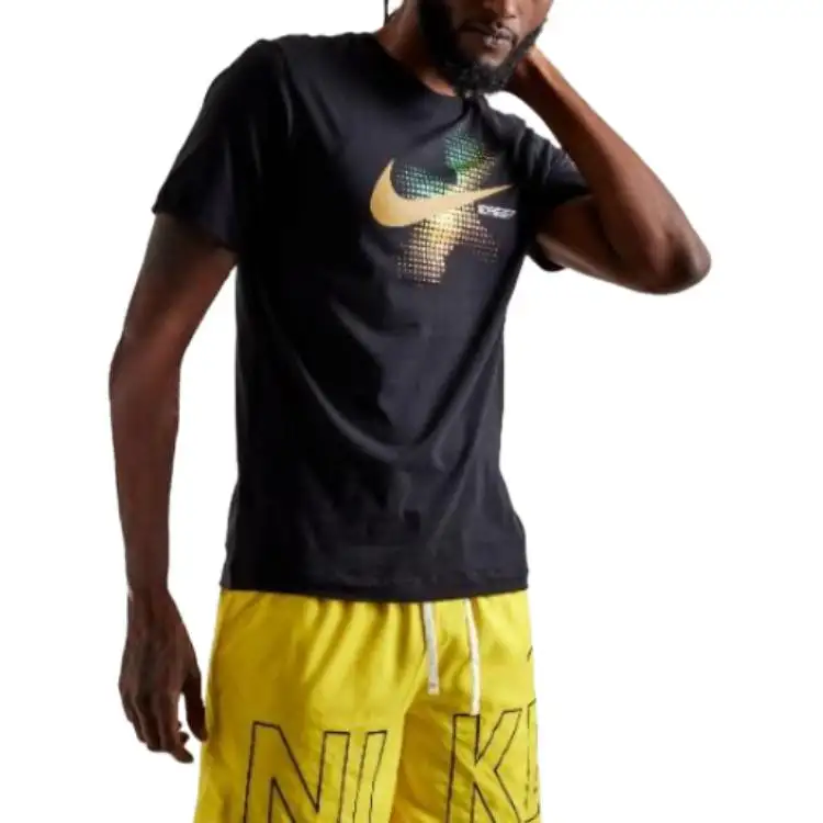 Nike T Shirts Men's Black Crew Neck Moderate Straight Fit