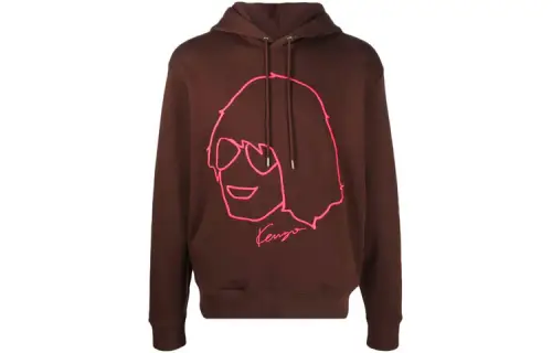 KENZO Sweatshirts Men's Brown Hooded Moderate Regular