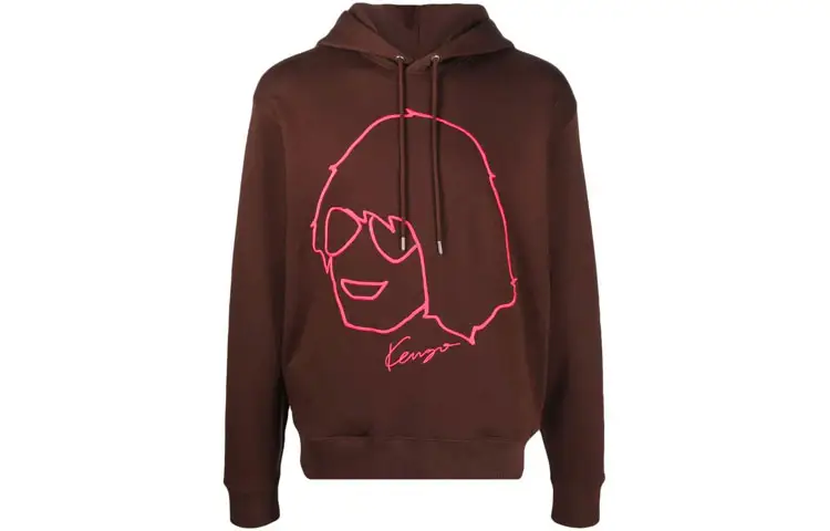 KENZO Sweatshirts Men's Brown Hooded Moderate Regular