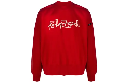 PALM ANGELS Sweatshirts Men's Red Crew Neck Moderate Regular