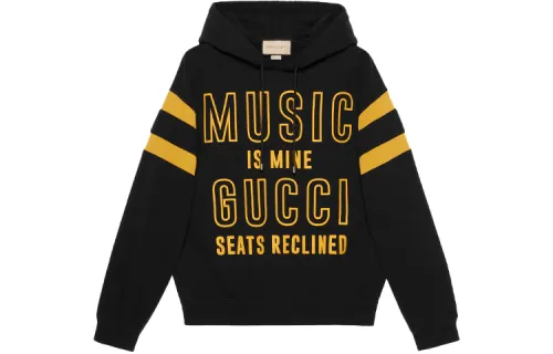 GUCCI Sweatshirts Men's Black Hooded Moderate Regular