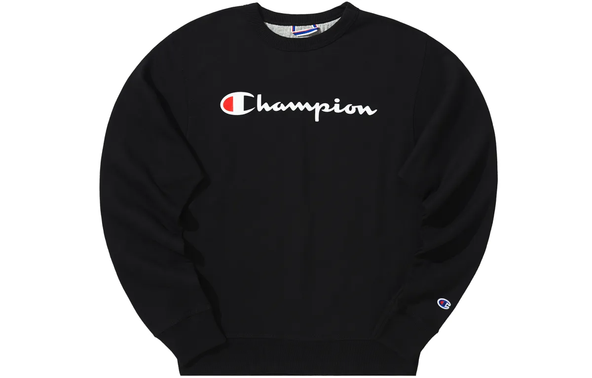 Champion Men's Athletics Collection, Handwritten Print Pullover Logo Crew Neck Minimalist Style Athleisure Fleece Lined