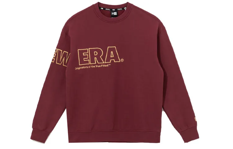 New Era x Smiley FW21 Embroidered Letter Logo Fleece Lined Long Sleeve Sweatshirt Men's Red