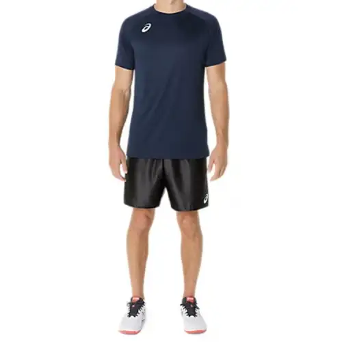 ASICS T Shirts Men's Black Crew Neck Moderate