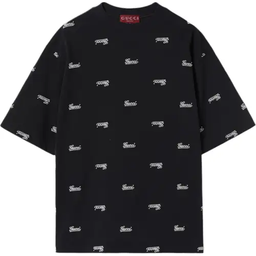 GUCCI T Shirts Men's Black Crew Neck Moderate