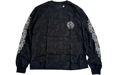 Chrome Hearts SS24 Logo Print Crew Neck Pullover Long Sleeved T Shirt Men's Black