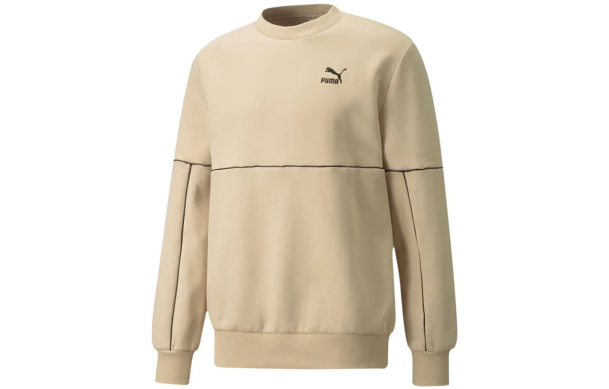 PUMA Sweatshirts Men's Khaki Crew Neck Moderate Regular
