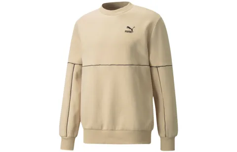 PUMA Sweatshirts Men's Khaki Crew Neck Moderate Regular