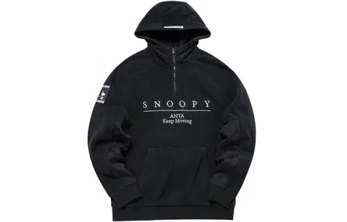 ANTA X SNOOPY Life Collection Sweatshirts Unisex Black Hooded Thickened Other