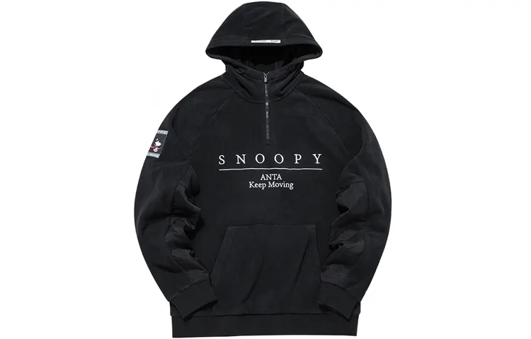 ANTA X SNOOPY Life Collection Sweatshirts Unisex Black Hooded Thickened Other