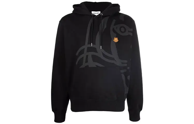 KENZO Sweatshirts Men's Black Hooded Moderate Heavyweight