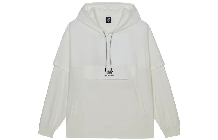 New Balance Casual Sports Breathable Sweatshirts Men's White Hooded Moderate Mock Two-Piece