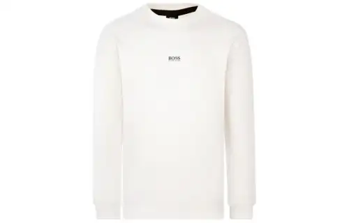 HUGO BOSS Sweatshirts Men's White Crew Neck Moderate Regular